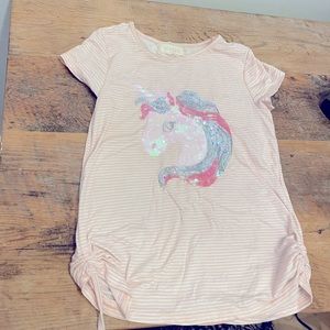 Light pink striped unicorn t-shirt by Btween